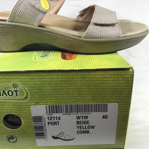 Naot Port Sandals Beige Yellow Shoes 40 US 9 - Picture 8 of 8